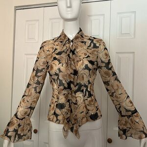 INC floral silk blouse
